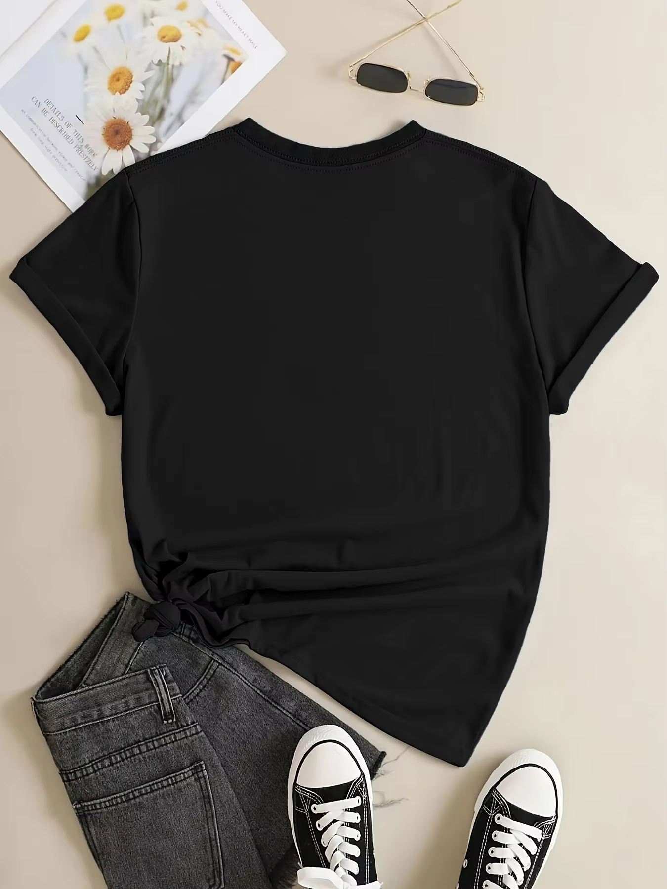 Rock sur guitare imprimé col rond T-shirt printemps été Harajuku manches courtes haut décontracté Vintage graphique vêtements pour femmes