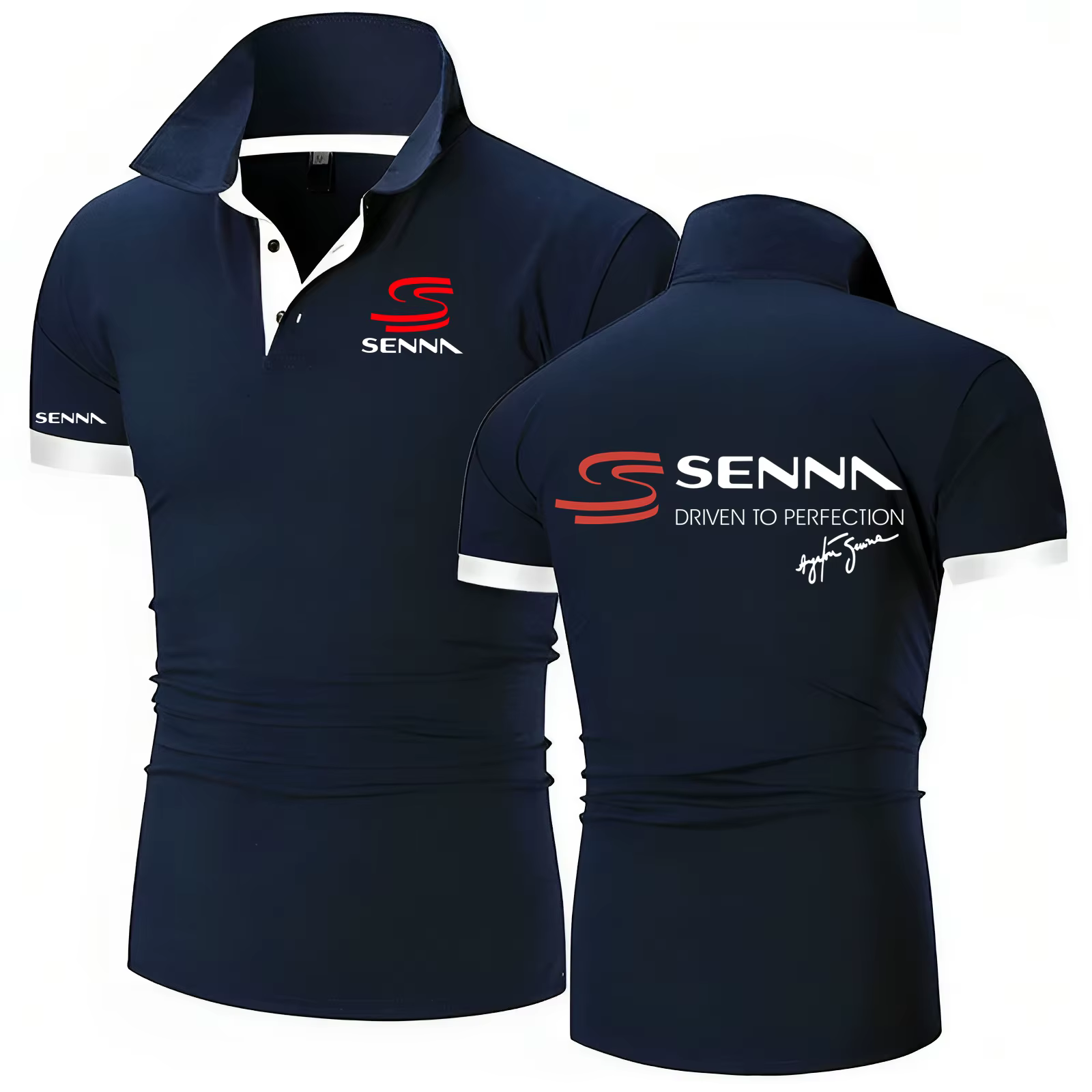 Hommes Polo Ayrton Senna Brésilien Formule 1 Légende Polos Graphique Surdimensionné Respirant Streetwear T-Shirts S-8XL