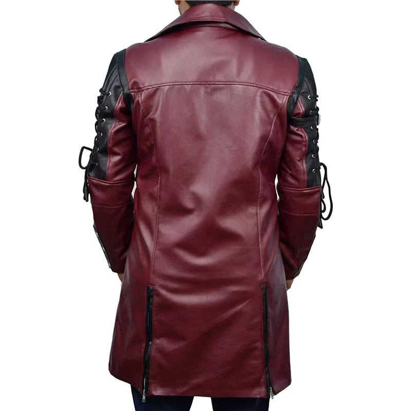 Veste longue en cuir hommes gothique Vintage