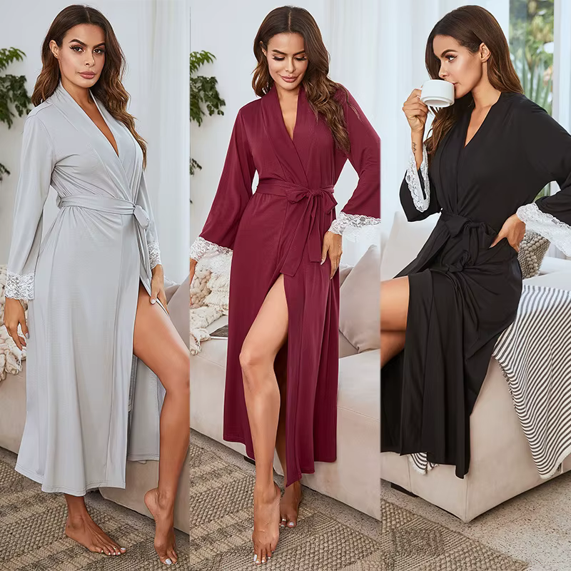 Chemise de nuit à manches longues pour femmes