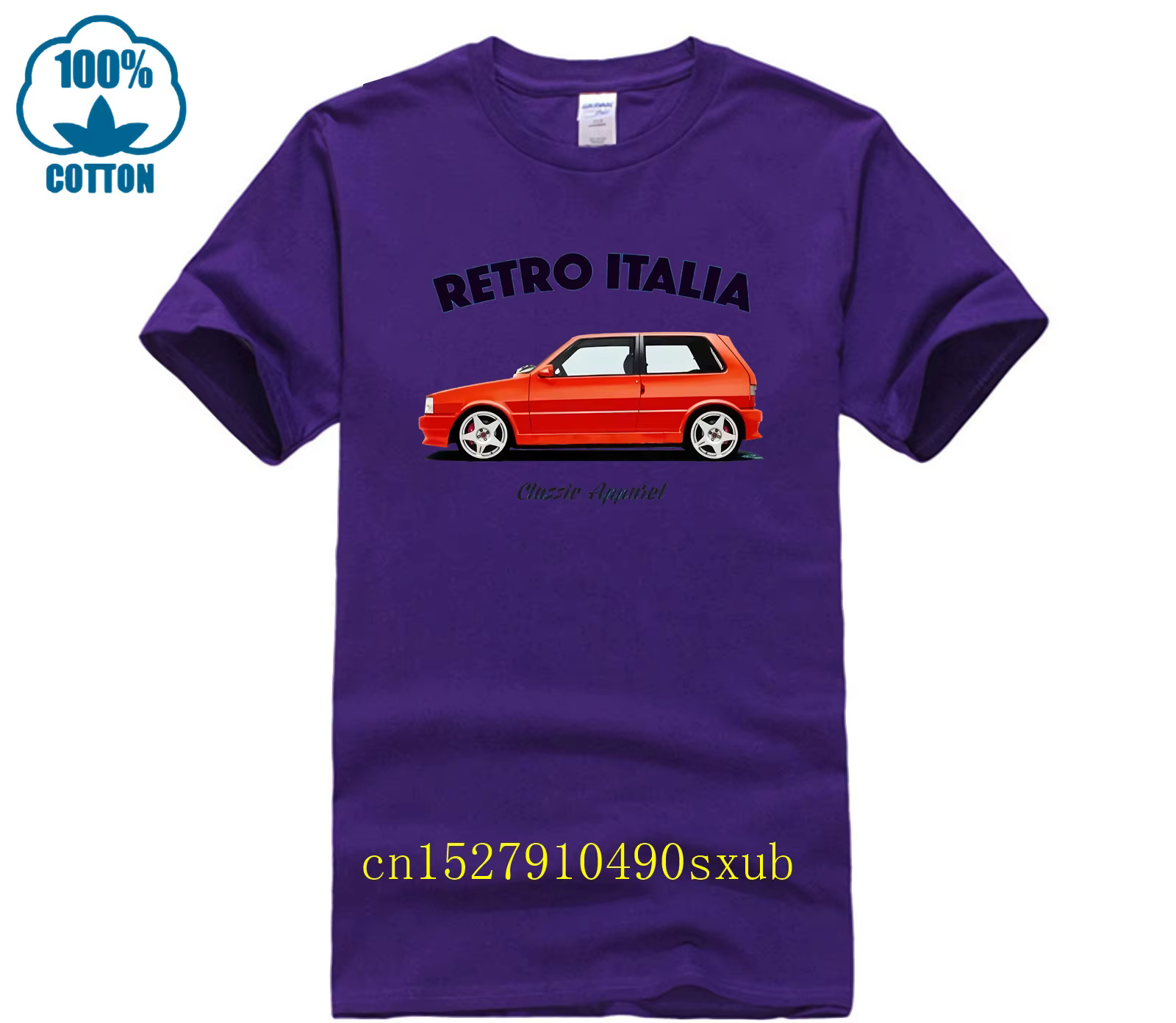 T-shirt FIAT UNO TURBO. RÉTRO ITALIE. VOITURE CLASSIQUE. ABARTH