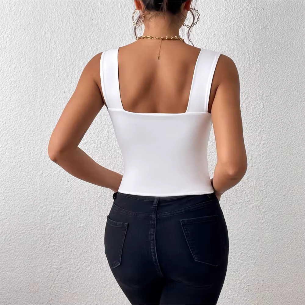 Haut à bretelles larges en soie de lait pour femme