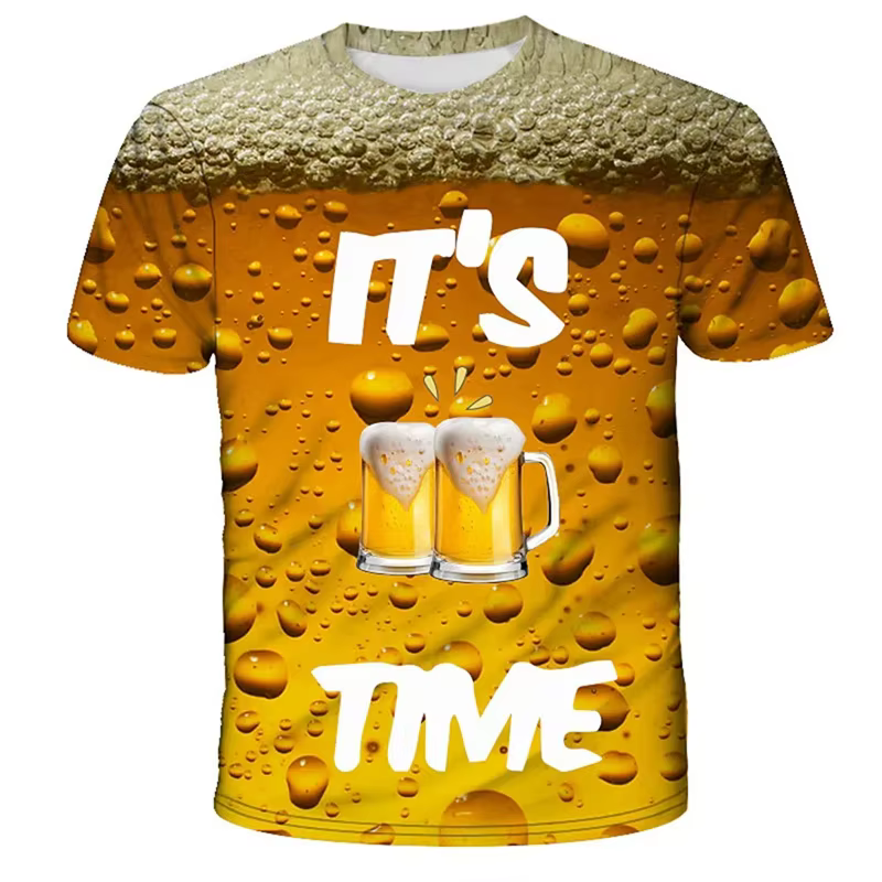 T-shirt imprimé 3D bière pour hommes
