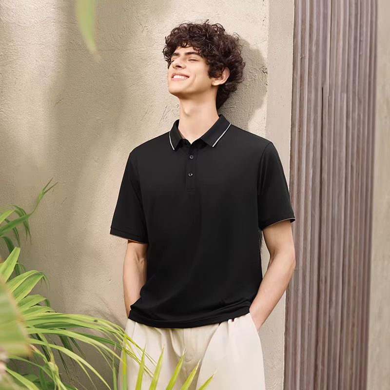 Semir refroidissement antibactérien Anti acariens Polo hommes affaires décontracté 2025 été nouveau bloc de couleur bureau banlieue haut