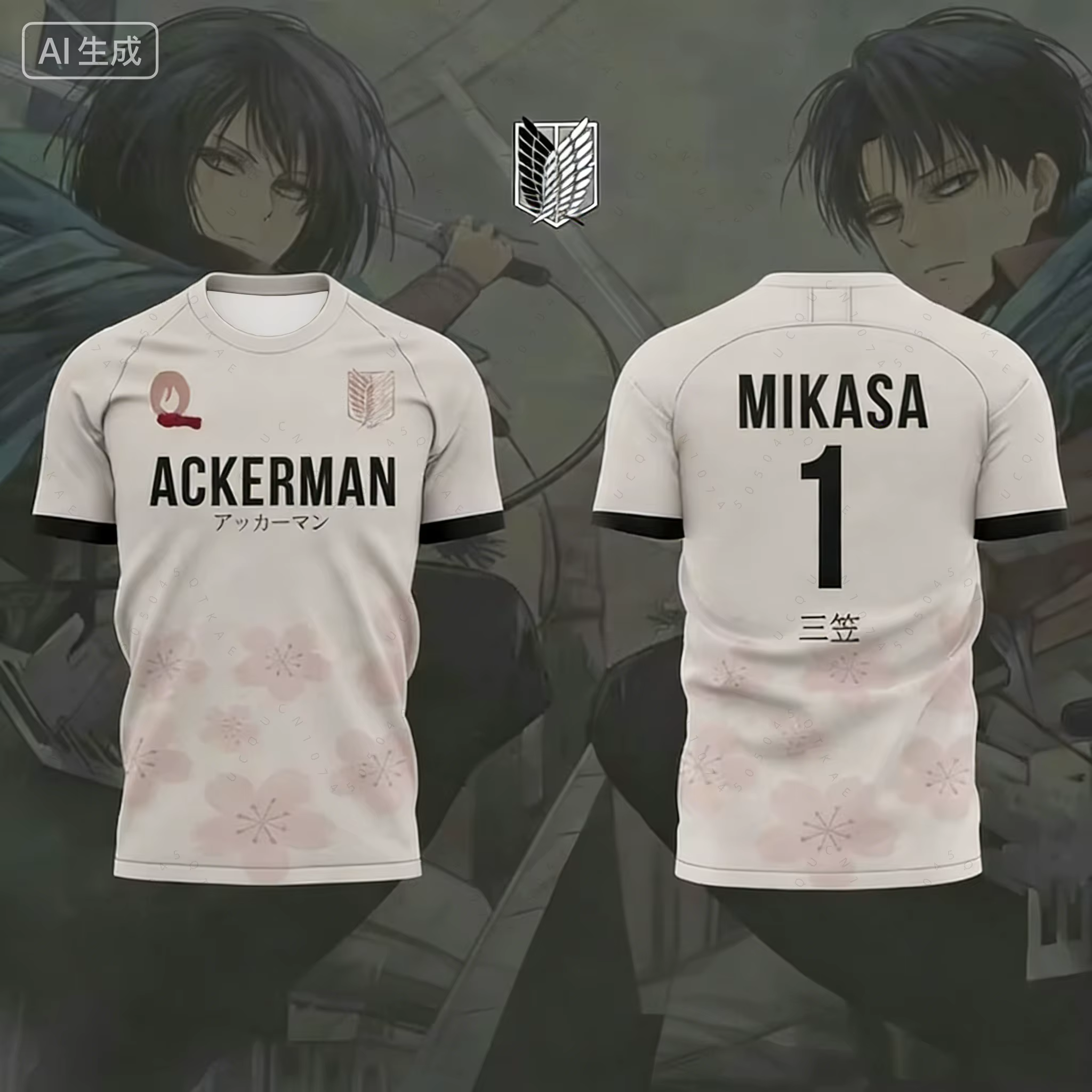 Animation japonaise attaque sur Titan thème impression 3d sport respirant hommes femmes même T-Shirt chemise de Football à manches courtes