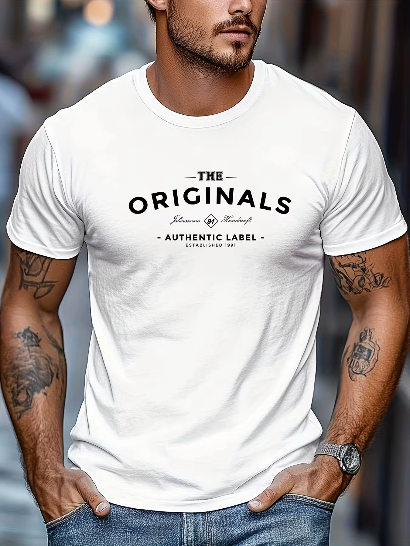 T-shirt à col rond en pur coton pour hommes