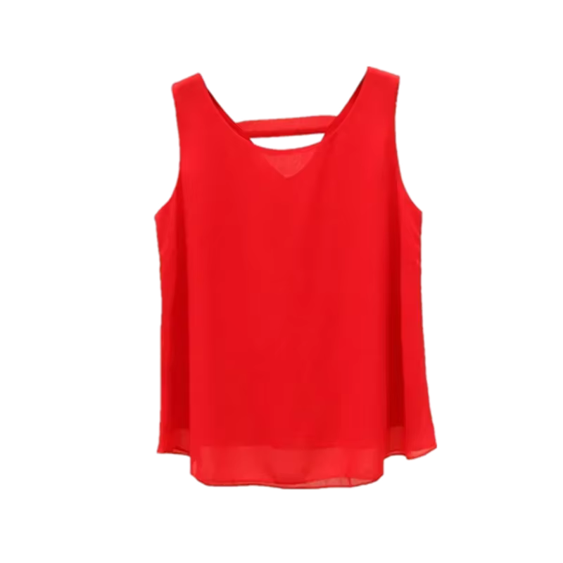 Star avec le même licou en mousseline de soie gilet femmes haut ample été nouveau vêtement à l'extérieur avec chemise à fond court sans manches MOYISU L-5XL