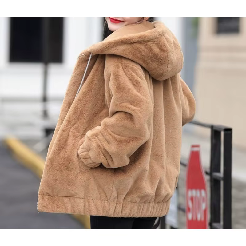 Veste à capuche en flanelle pour femme