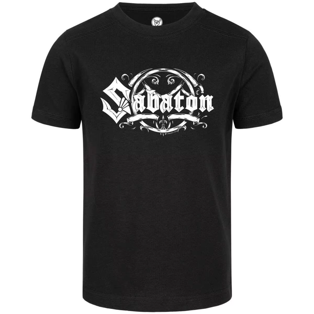 T-shirt graphique Sabaton Band Minimal White Gothic Circle Vine Crest Logo