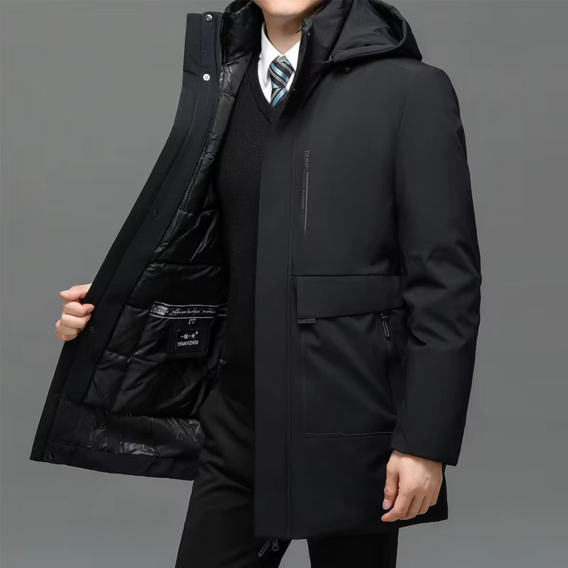 Hommes vestes à capuche vêtements d'extérieur décontractés Parkas longs hommes nouveau automne hiver chaud imperméable Parkas veste manteau 2 pièces Parkas d'hiver