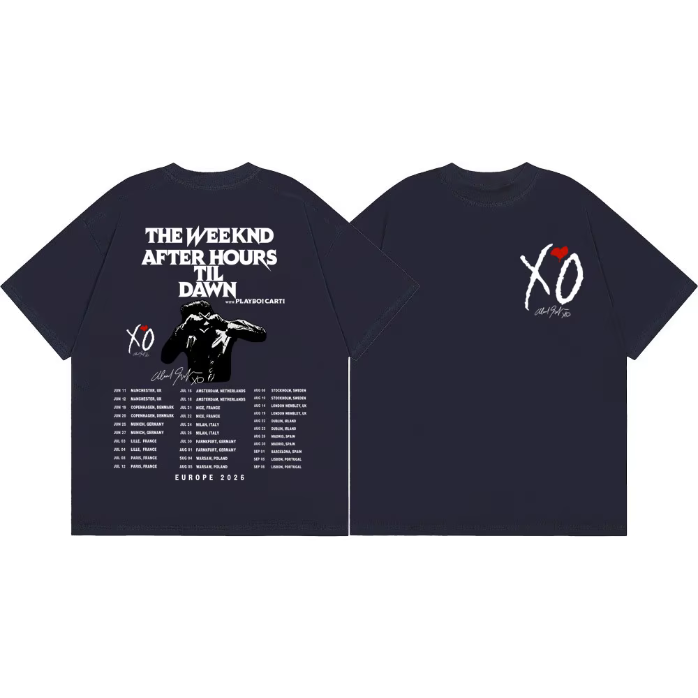 T-shirt graphique The Weeknd After Hours Til Dawn Tour 2026, T-shirts vintage hip-hop à manches courtes pour hommes et femmes, T-shirt décontracté tendance
