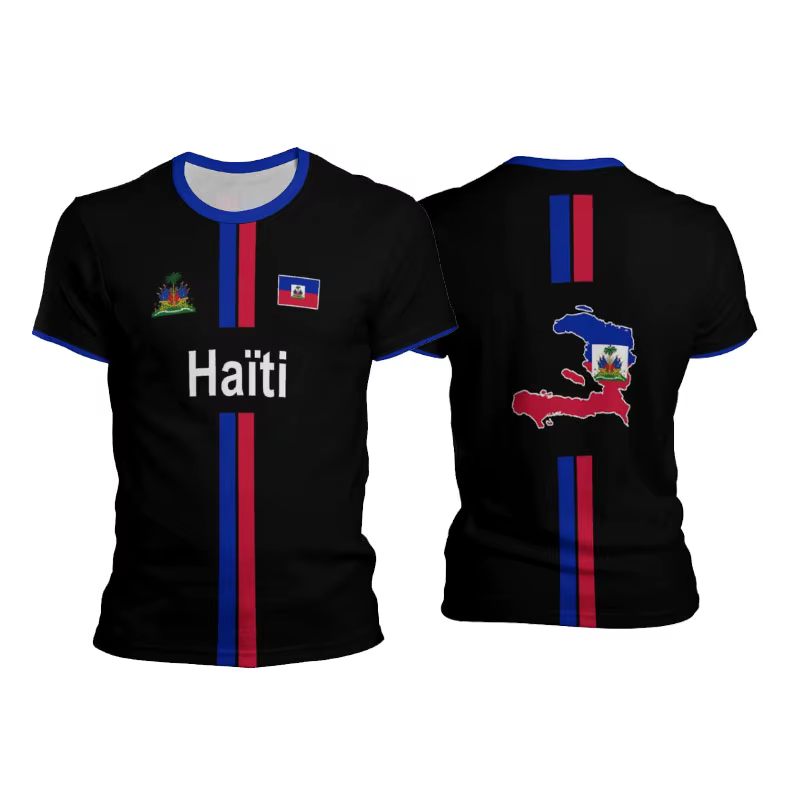 Haïti Football t-shirts hommes sport T-shirt drapeau haïtien rue surdimensionné hauts unisexe décontracté graphique