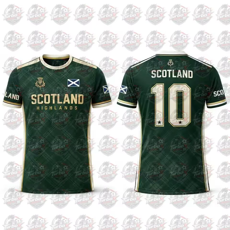 T-shirt imprimé drapeau écossais 2026 – Maillot de football respirant et à séchage rapide pour homme – Tenue d'entraînement quotidienne – Cadeau pour supporter