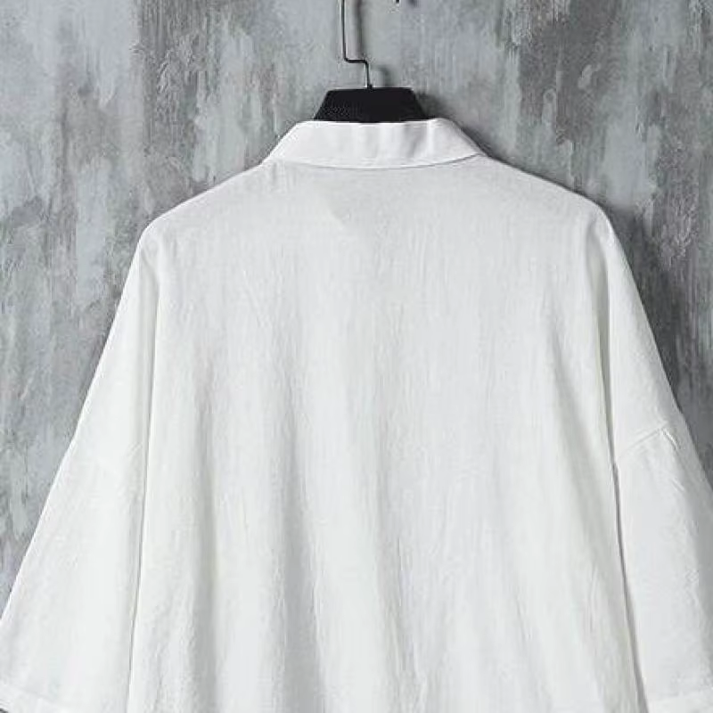 Chemise à col mandarin unie légère pour homme