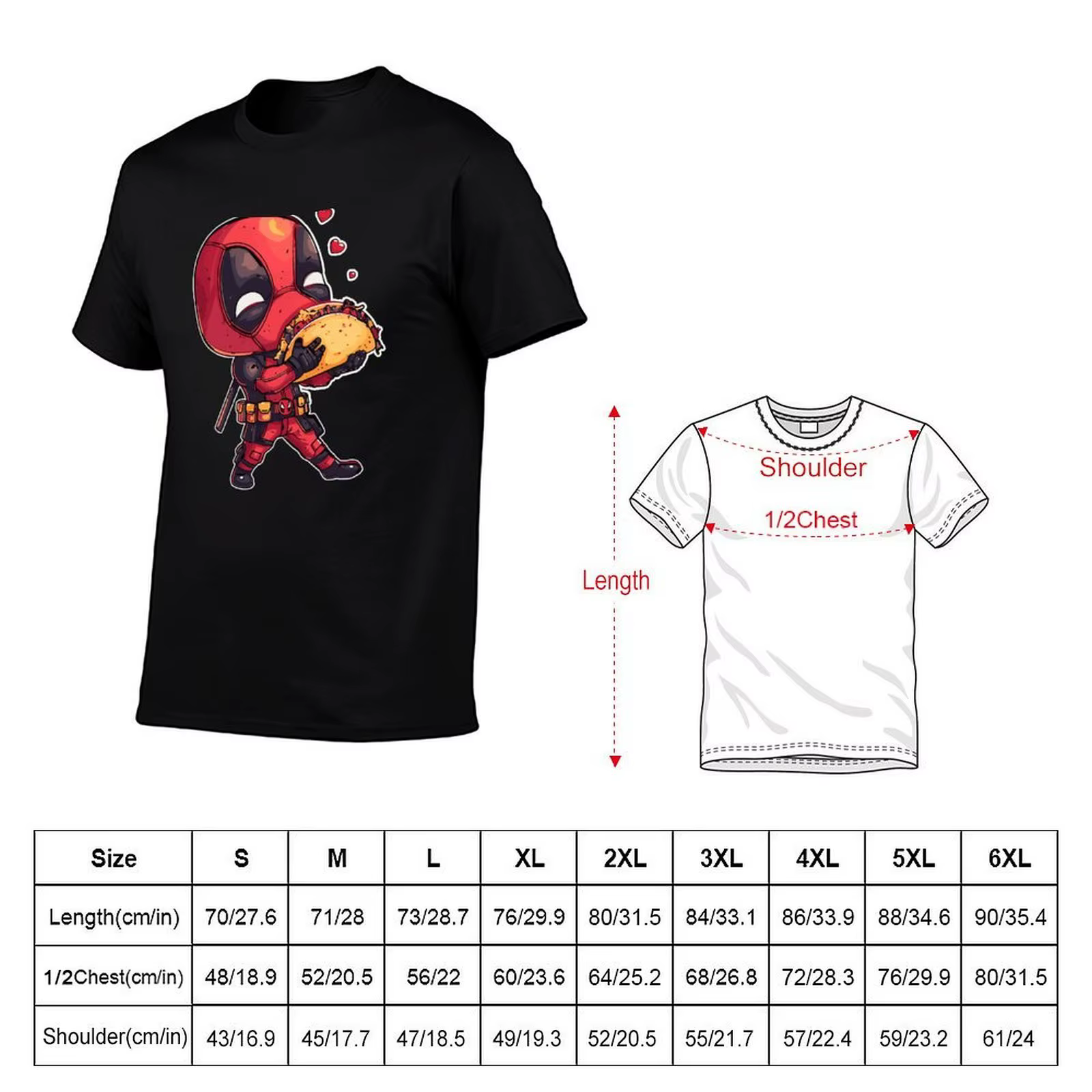 Food Love Chibi D Pool Chimichangas Valentine T-Shirt t-shirts pour homme coton