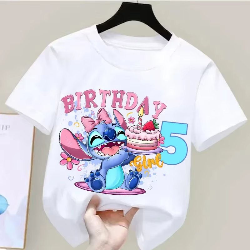 T-shirt d'anniversaire Lilo & Stitch pour enfants de 1 à 9 ans