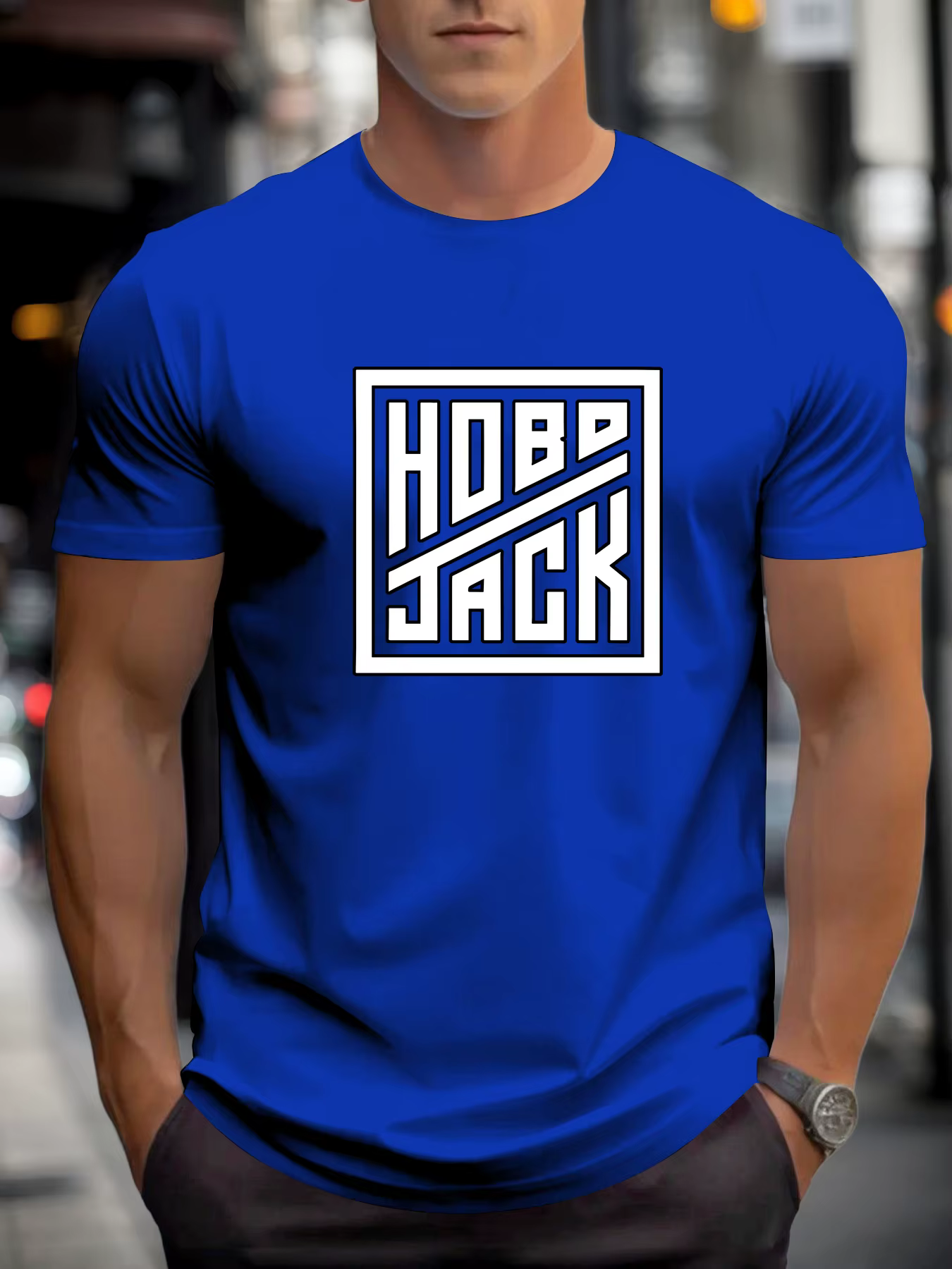 T-shirt pour hommes hobo jack 100 % coton imprimé graphique été col rond