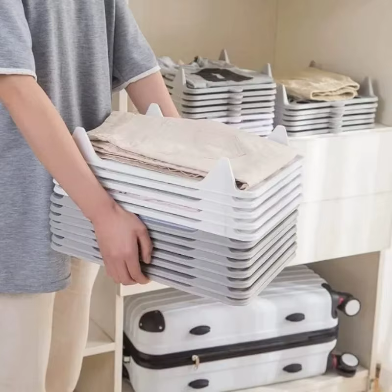Planches de rangement de chemises empilables, rangement de vêtements pliables, gain de place, organisateur de tiroir de garde-robe pour t-shirts, pulls, utilisation en placard