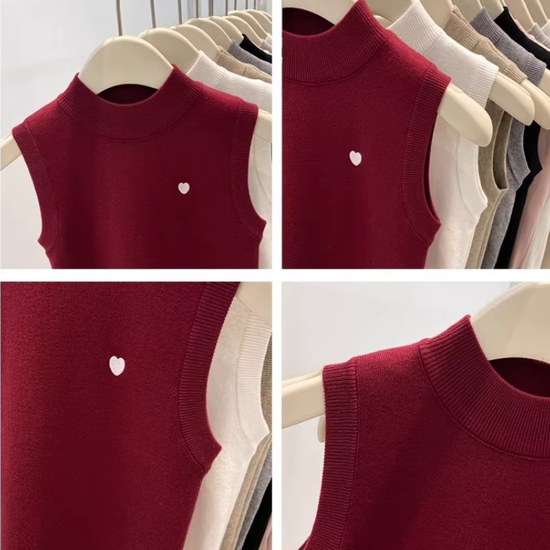 Sans manches tricoté couche de Base gilet décontracté tout-match couleur unie femmes débardeurs