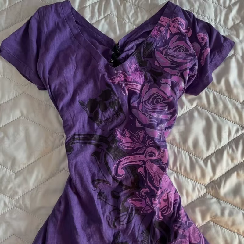 T-shirt esthétique violet pour femmes