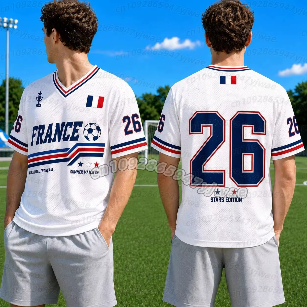 Maillot de football Y2K 2026 Mbappé 10 imprimé drapeau français