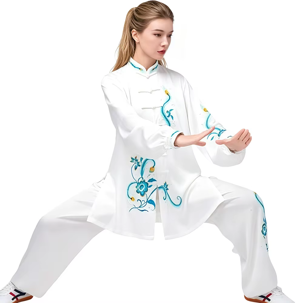 Vente à durée limitée 2026 Nouvel ensemble unisexe brodé chinois Tai Chi : haut boutonné à col montant et pantalon
