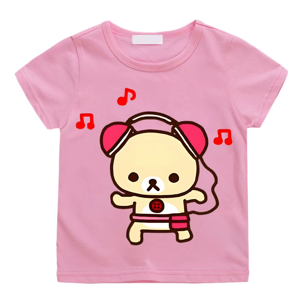 Dessin animé Rilakkuma T-shirt garçons filles enfants vêtements Hip Hop hauts manches courtes sport mode Streetwear Manga/bande dessinée t-shirts enfant en bas âge