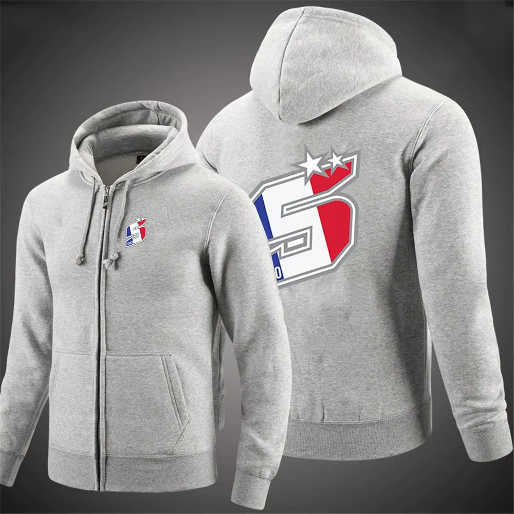 Johann Zarco No 5 imprimer 2025 printemps automne hommes classique couleur unie populaire sweat fermeture éclair décontracté confortable sweats à capuche