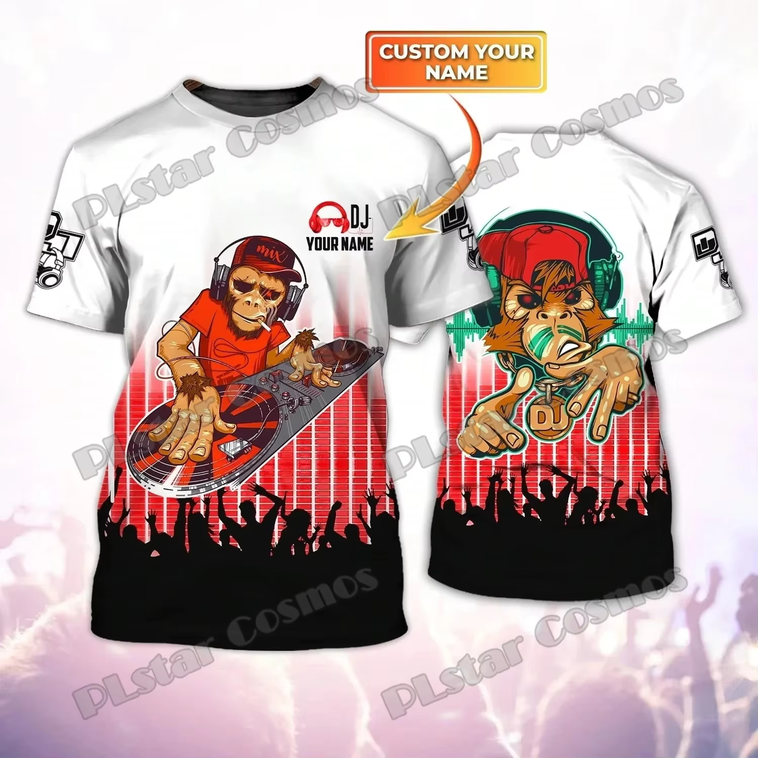 Nom personnalisé DJ Cat Disc Jockey 3D imprimé mode hommes T-Shirt été unisexe décontracté