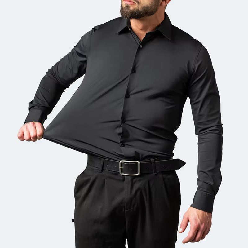 Chemises décontractées BROWON pour hommes 2026 – Chemise à manches longues très élastique