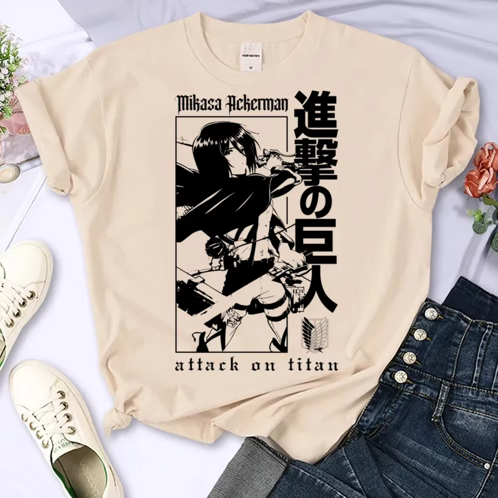 Anime japonais attaque sur Titan T-Shirt hommes femmes Ackerman Mikasa Eren Jaeger graphique vêtements unisexe dessin