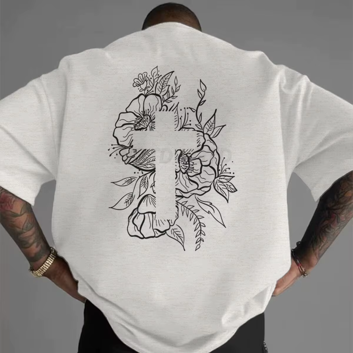 T-shirts graphiques à motif croix florale chrétienne pour hommes et femmes