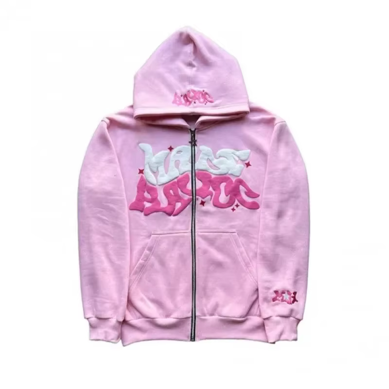 Sweat-shirt à capuche zippé en polaire imprimé