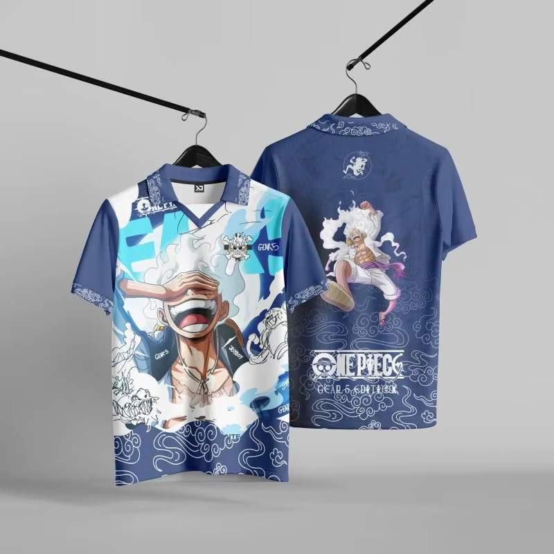 Polo One Piece Luffy Gear 5 Nika imprimé 3D intégral