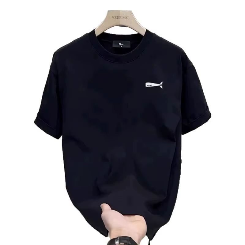 T-shirts en coton ajustés noirs pour hommes