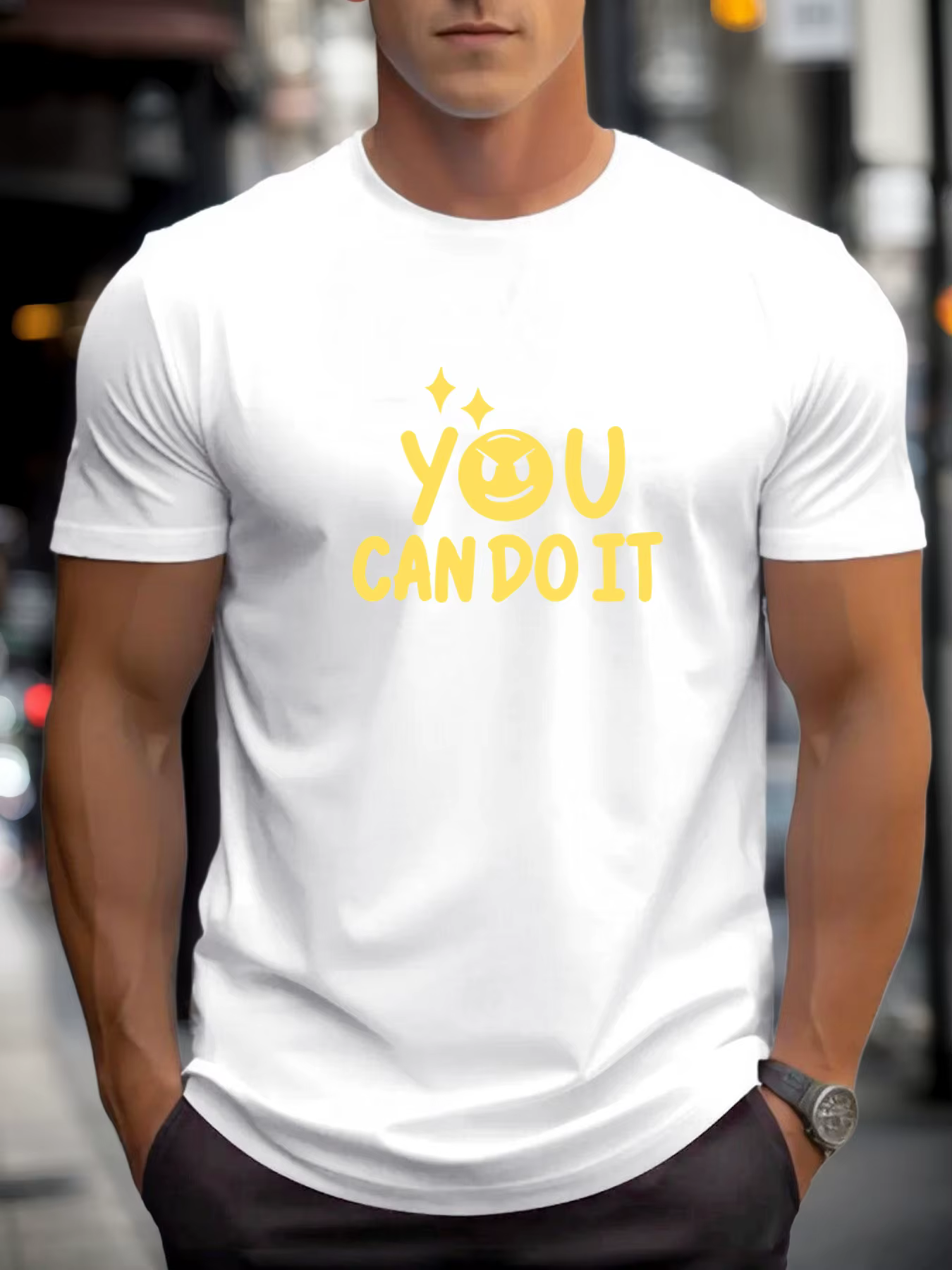 T-shirts pour homme, vous pouvez le faire 100 % coton impression graphique été t-shirt col rond décontracté respirant style de rue haut quotidien