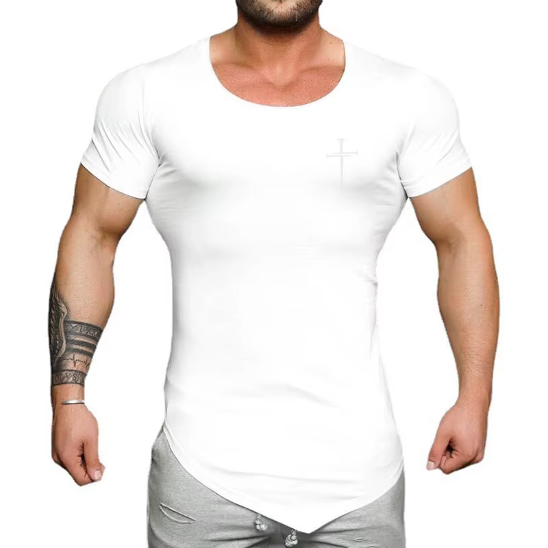Chemise ajustée à manches courtes à imprimé croisé personnalisé pour hommes