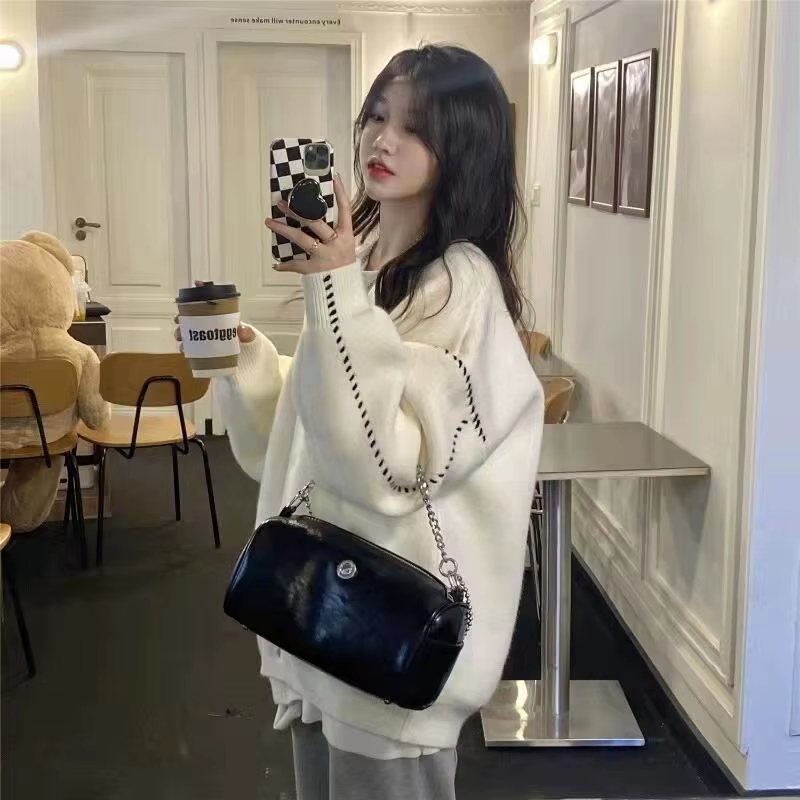 Pull pour femmes en automne hiver col en v pull chaud ample polyvalent collège Style Chic Cardigan début veste à la mode