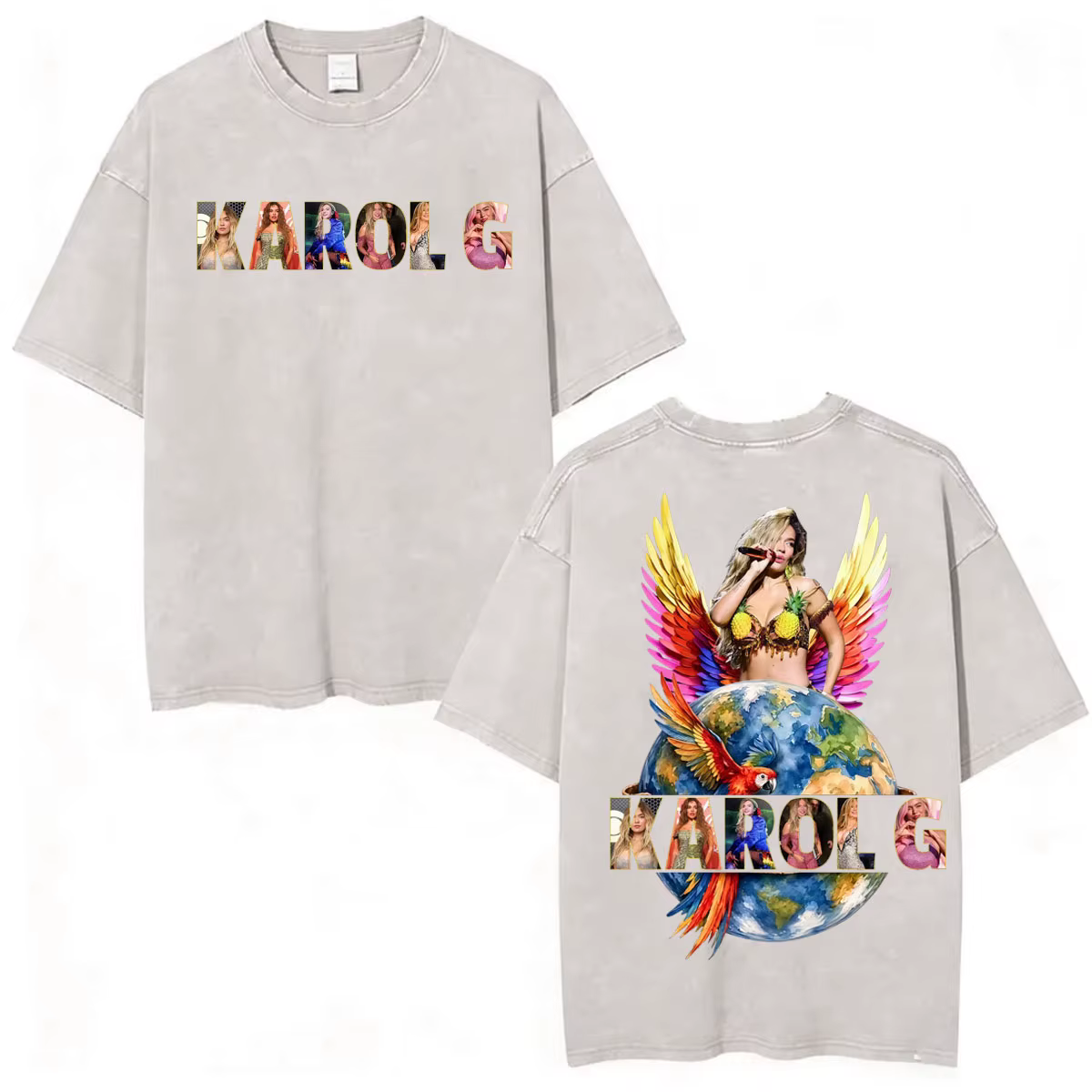 T-shirt Vintage Lavé Karol G Tropicoqueta Tour Nouvel Album 2026 – T-shirts Esthétiques Mode Homme Femme – Hauts d'Été en Coton