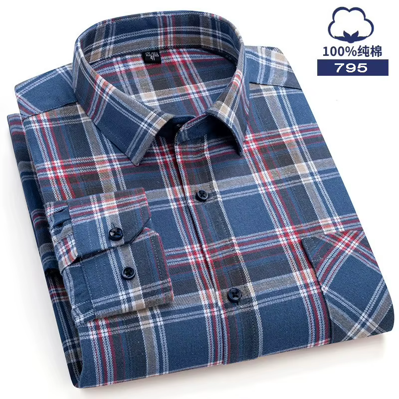 Nouvelle Chemise Décontractée à Carreaux en Flanelle pour Homme, Manches Longues, 100% Coton, Coupe Standard, Douce, Marque Masculine, Vêtement