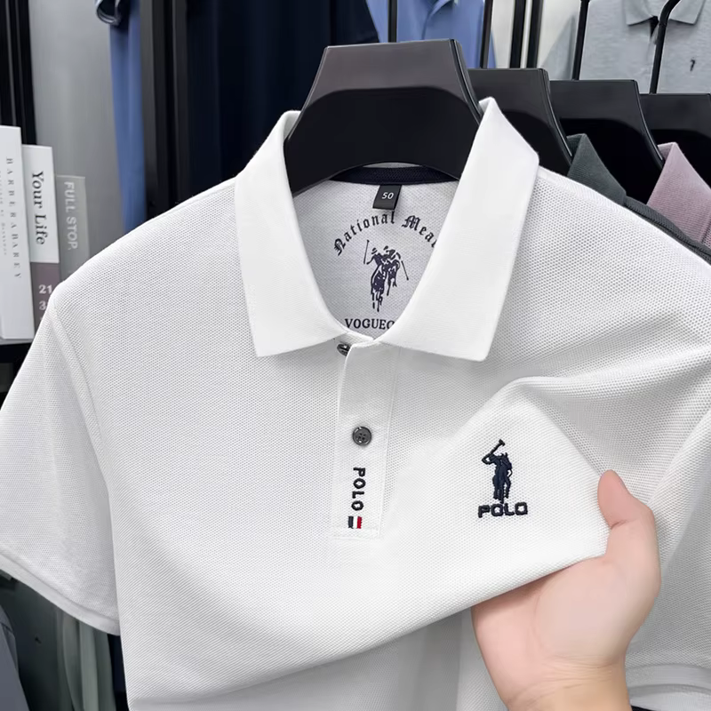 Marque de luxe à manches courtes mercerisé coton polo shirt été nouveau hommes d'affaires t