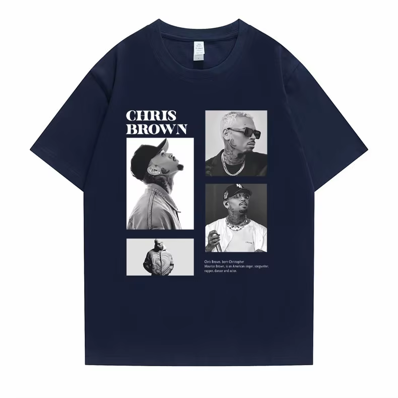 Pop chanteur Chris marron imprimé graphique t-shirt hommes femmes Hip Hop mode surdimensionné t-shirts hauts