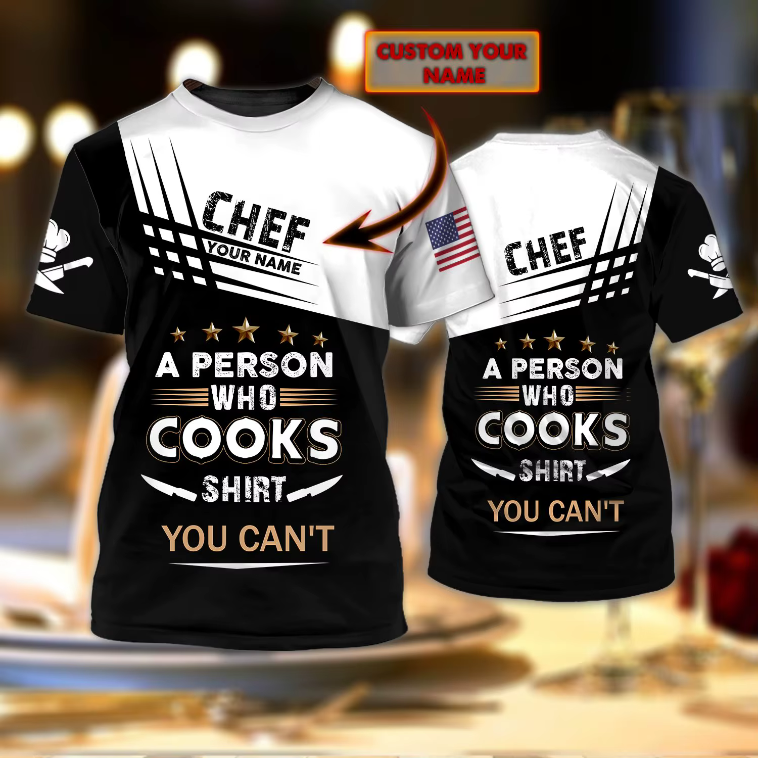 2025 offre spéciale mode t-shirt Chef cadeaux nom personnalisé 3D imprimé hommes été à manches courtes unisexe sport décontracté T-shirt DW37