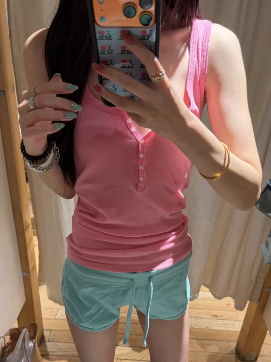 Débardeur basique rose pêche pour femme