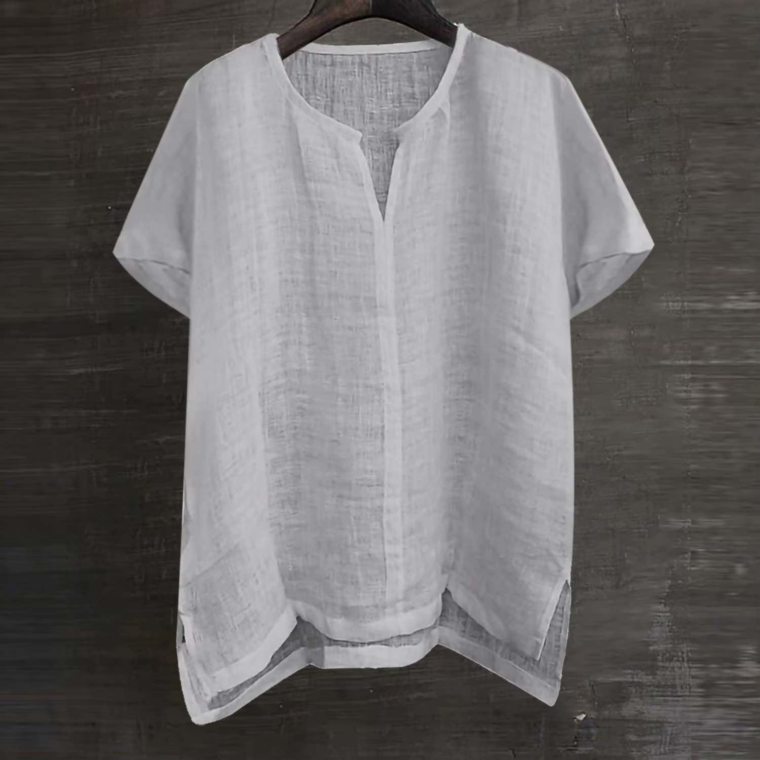 Chemise homme 2026 décontractée été nouvelle en coton et lin à manches courtes couleur unie simple