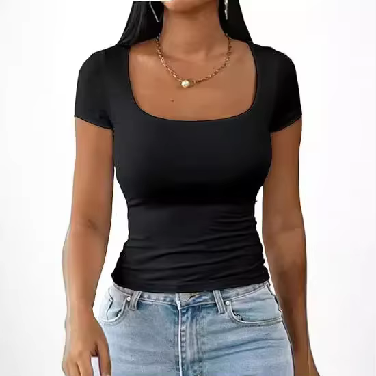 T-Shirt manches courtes col en U pour hommes et femmes