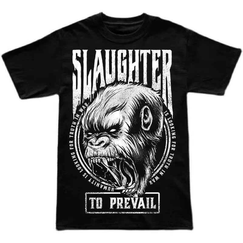 T-shirt graphique masque blanc Slaughter to Prevail Band Tee pour hommes et femmes