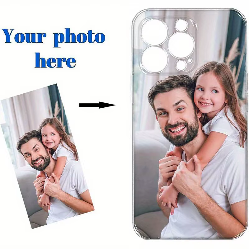 Pour iPhone 16 16e 15 14 13 12 11 Pro Max Mini SE 2020 2022 XS XR 6 6s 7 8 Plus Coque Souple Personnalisée avec Photo DIY en TPU