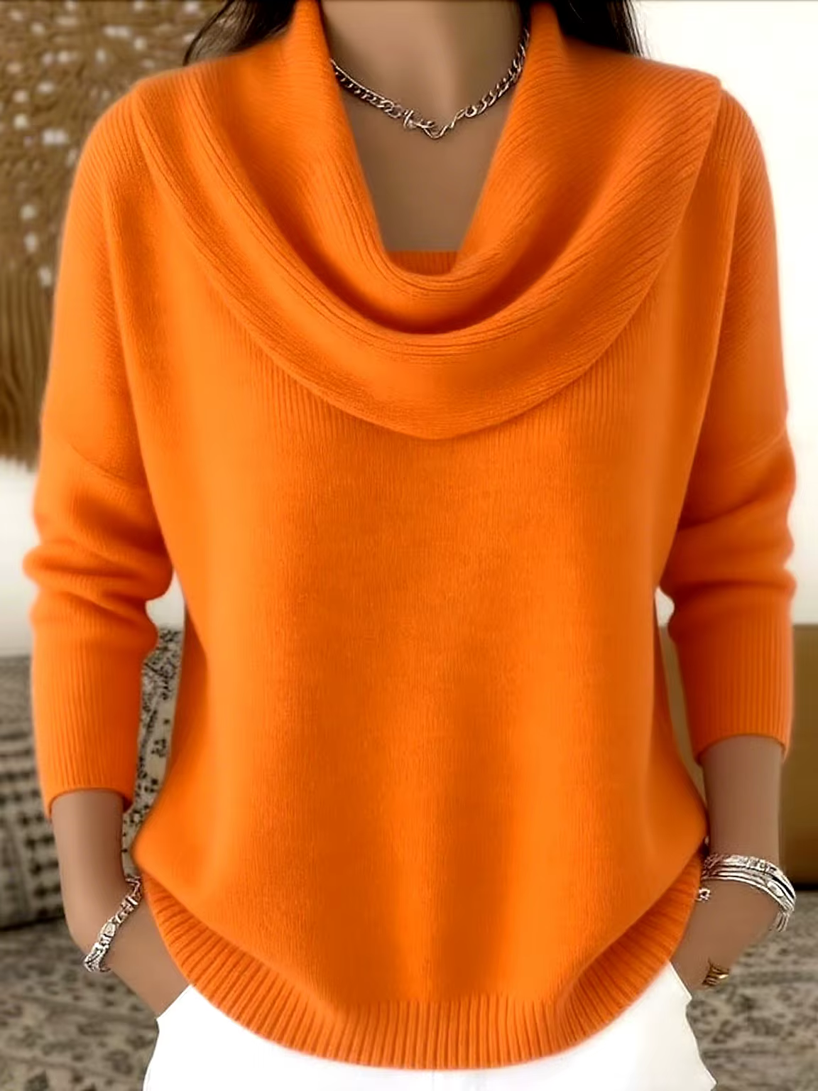 Pull à col drapé pour femme
