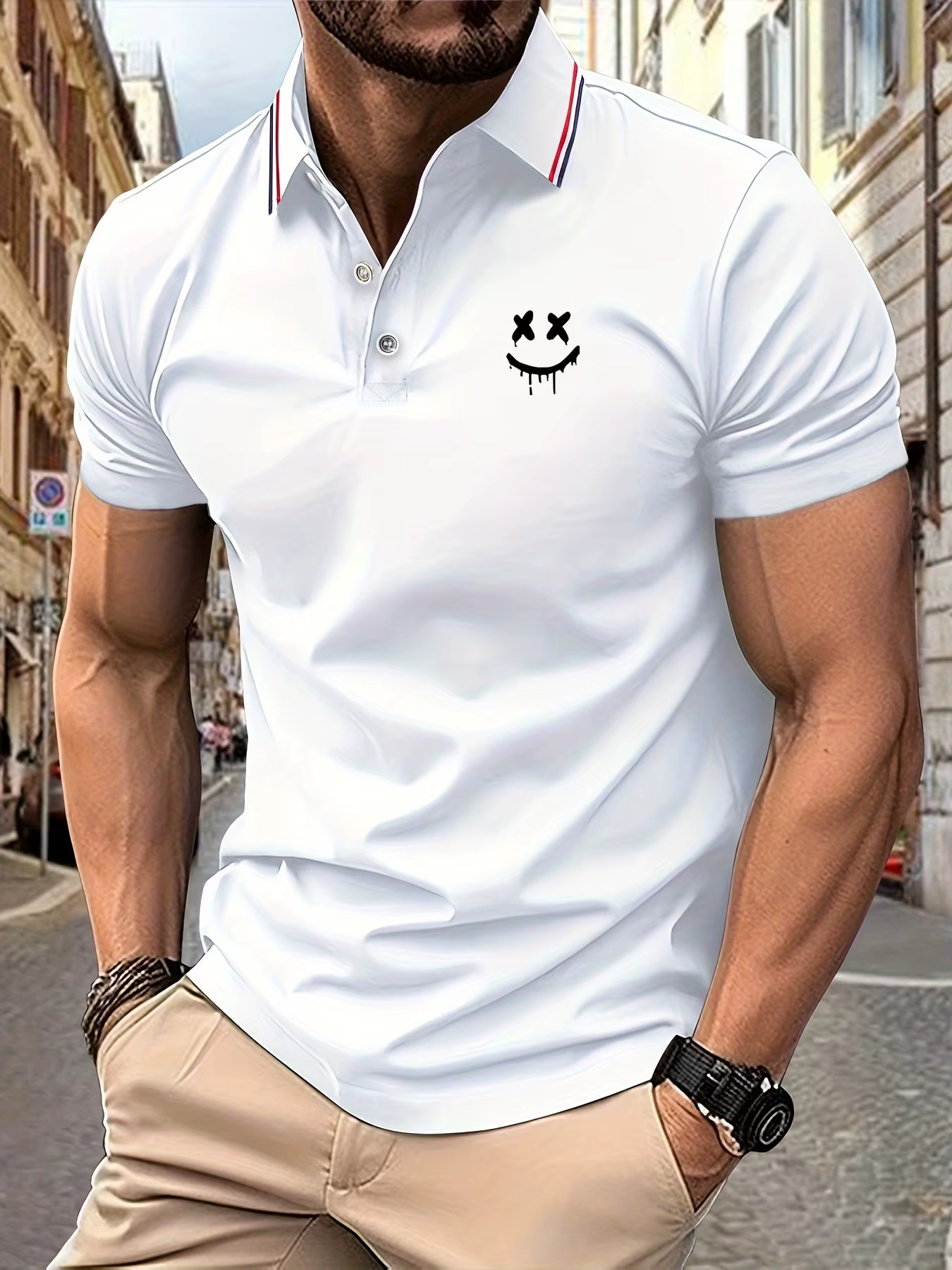 Polo pour hommes, imprimé Expression bave